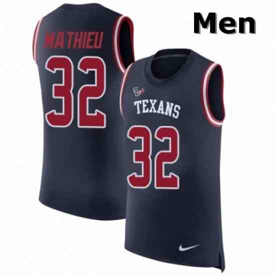 Men Nike Houston Texans 32 Tyrann Mathieu Navy Blue Rush Player Name amp Number Tank Top NFL Jersey